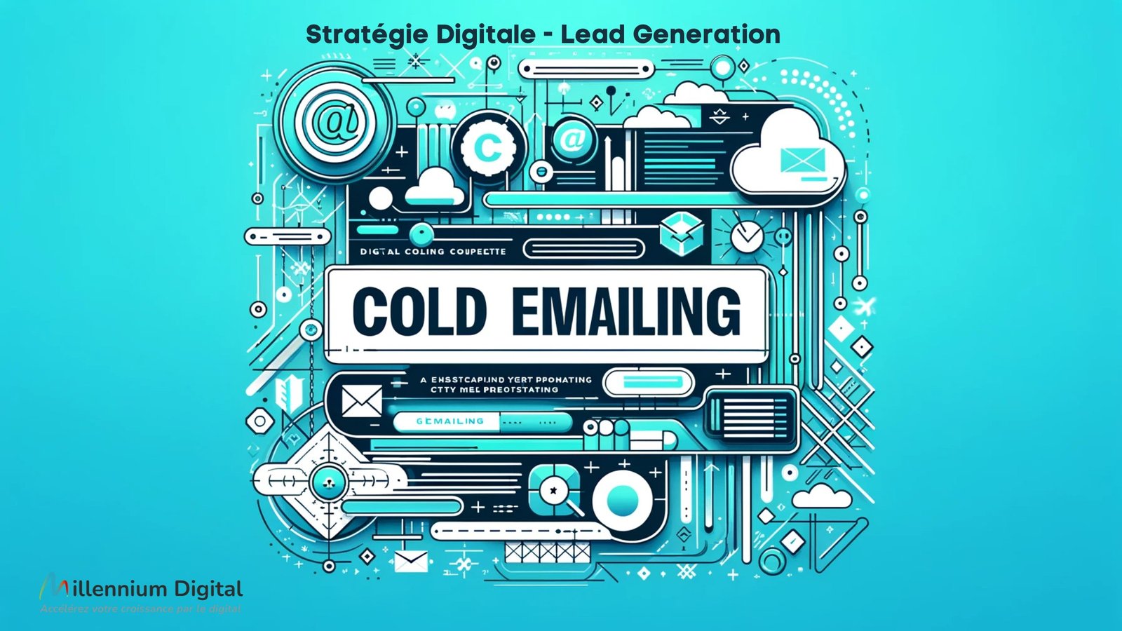infographic with minimal text, focused on the concept of 'Cold Emailing'