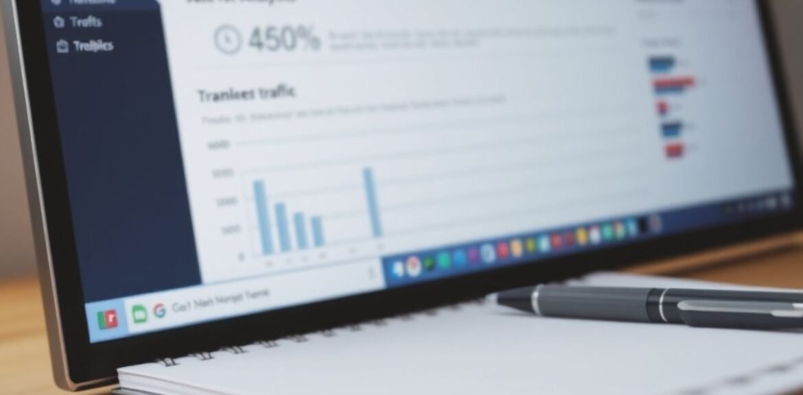 Analyse du trafic du site web sur un écran d'ordinateur.