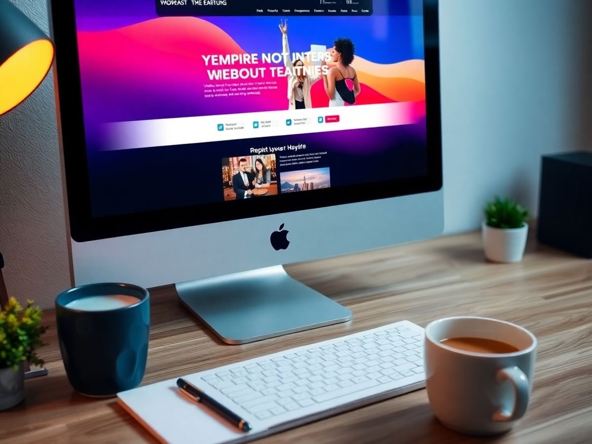 Écran d'ordinateur avec un site web élégant affiché.