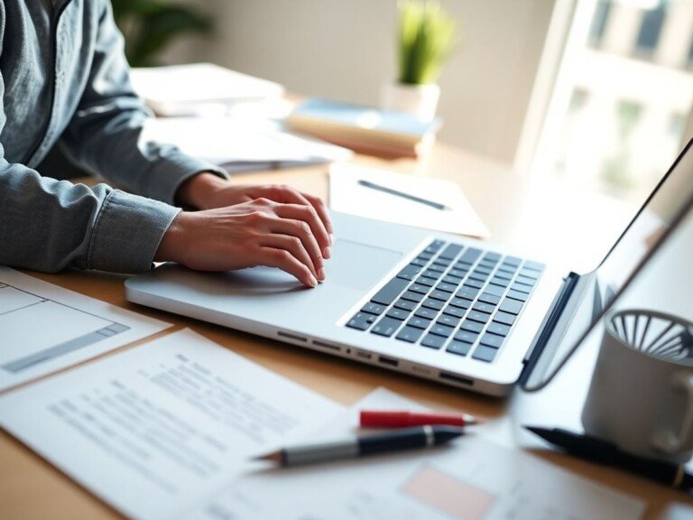 Un designer web travaillant sur un ordinateur portable.