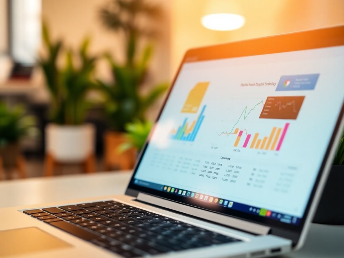 Écran d'ordinateur avec un tableau de bord marketing numérique.