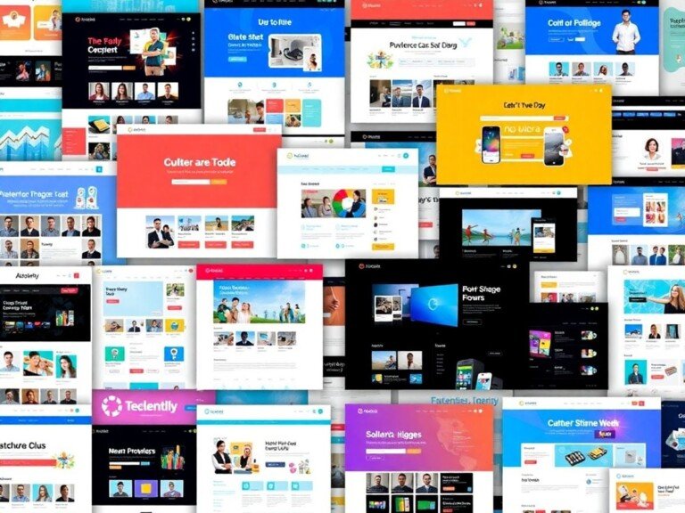 Différents types de sites web en collage coloré.