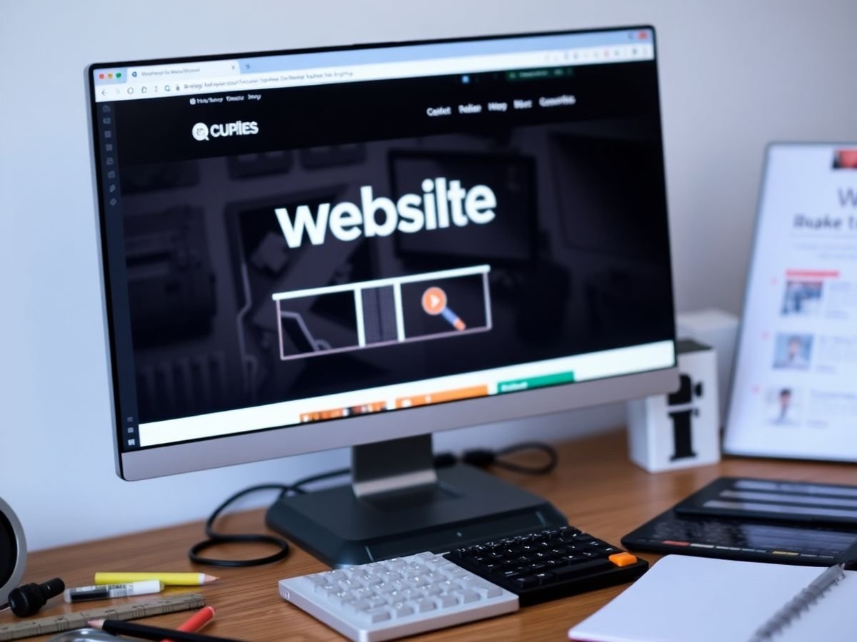 Ordinateur affichant un site web en cours de création.