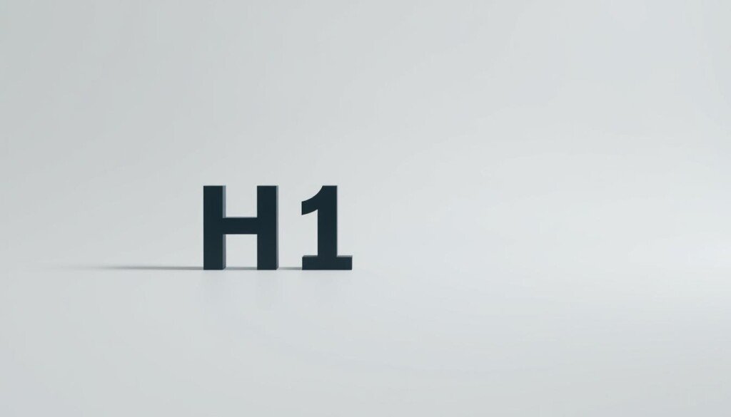 Optimisation balises H1 H2 SEO A serene, minimalist composition showcasing the H1 and H2 HTML heading tags against a clean, neutral background. The H1 tag is prominently featured in the foreground, rendered in a bold, sans-serif typeface with a subtle drop shadow effect, subtly conveying its importance in search engine optimization. The H2 tag is positioned in the middle ground, slightly smaller but equally legible, demonstrating its hierarchical relationship to the H1 tag. The lighting is soft and diffused, creating a sense of depth and emphasizing the simplicity and elegance of the design. The entire scene is captured with a shallow depth of field, gently guiding the viewer's attention to the core elements of the image.