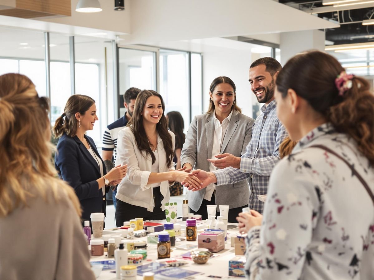 Rencontre entre un professionnel et des clients potentiels dans un bureau