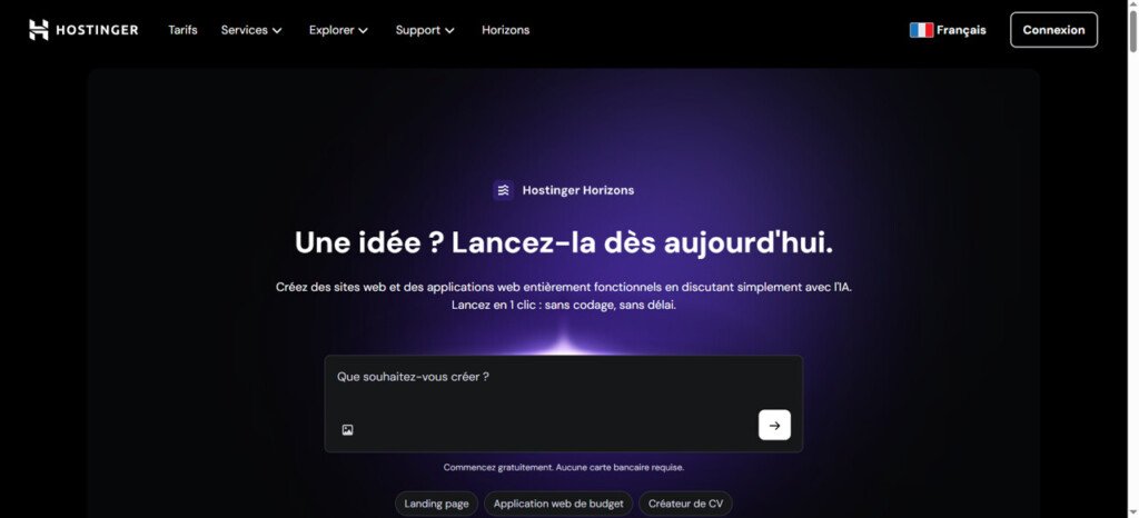 démarrer avec agent AI Hostinger Horizons