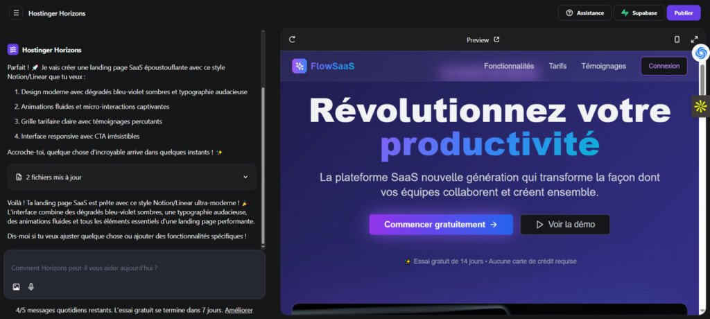 landing page SaaS epoustouflante avec un style moderne