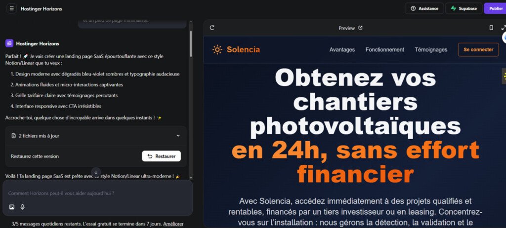 landing page SaaS epoustouflante avec un style moderne Solencia