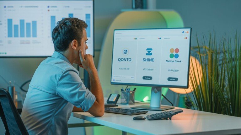 Un entrepreneur choisissant la meilleur banque en ligne professionnel