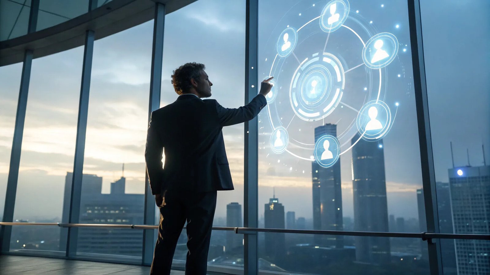 Dirigeant utilisant une intelligence artificielle application