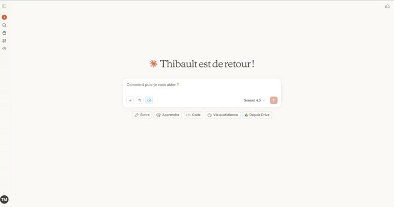 ecran Claude 4.5 sonnet