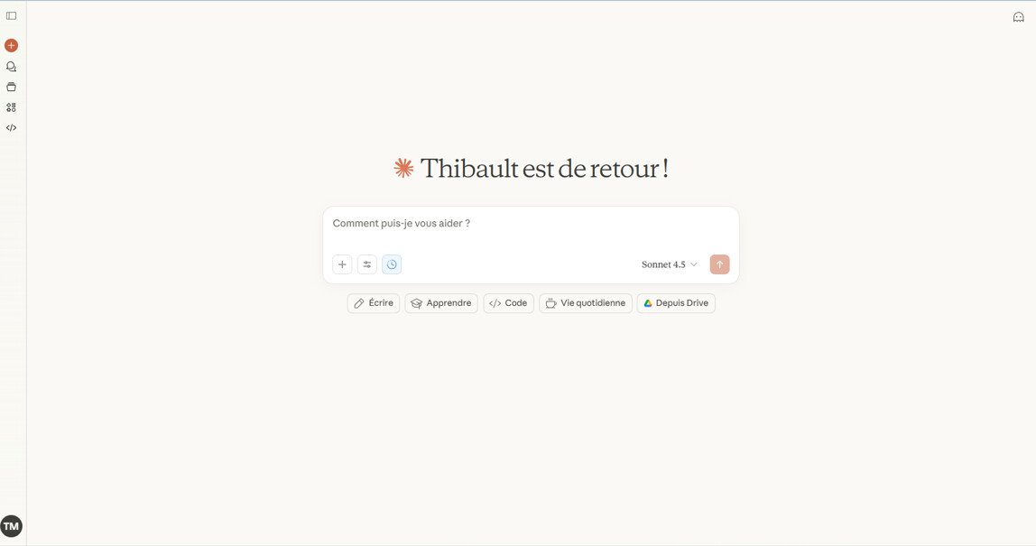ecran Claude 4.5 sonnet