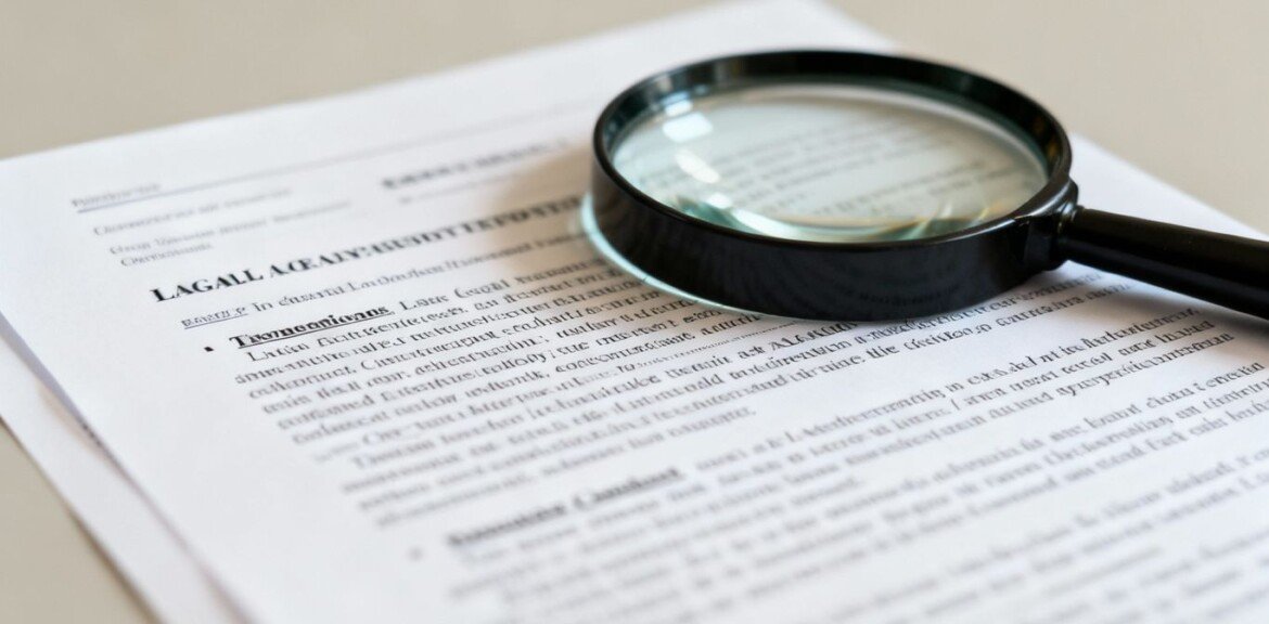Document juridique avec une loupe