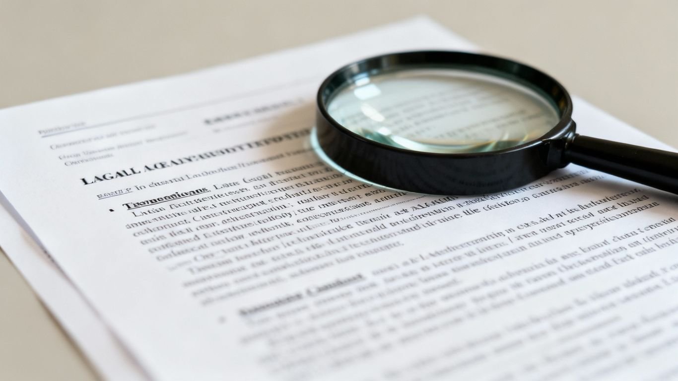 Document juridique avec une loupe