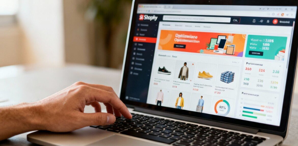 Interface Shopify avec des métriques de performance.