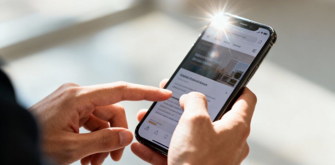 Personne utilisant un site web sur un smartphone
