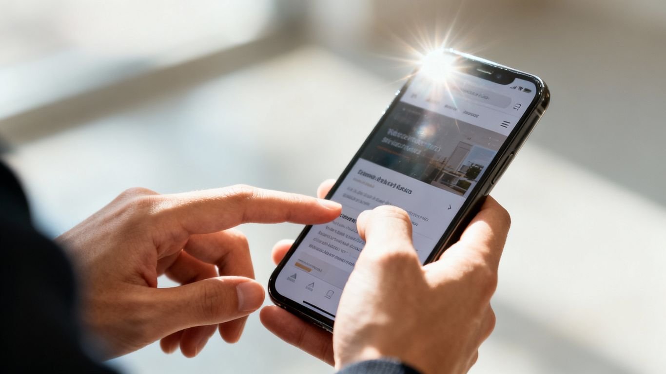 Personne utilisant un site web sur un smartphone