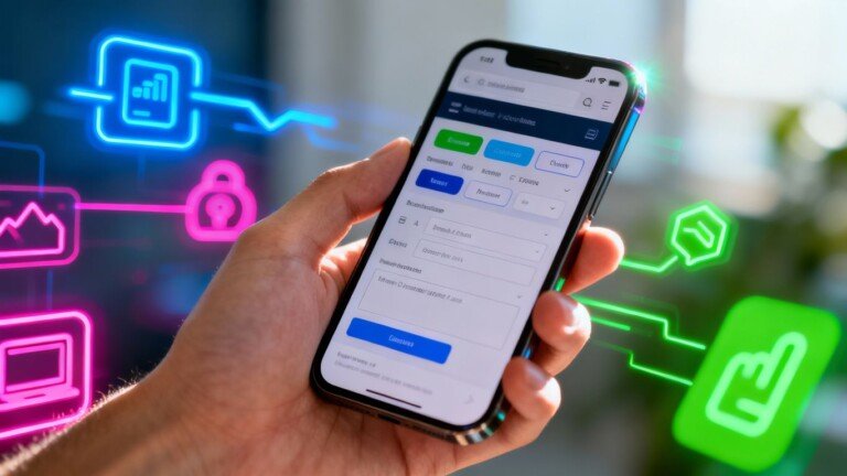 Main page d'un site web sur un écran de smartphone
