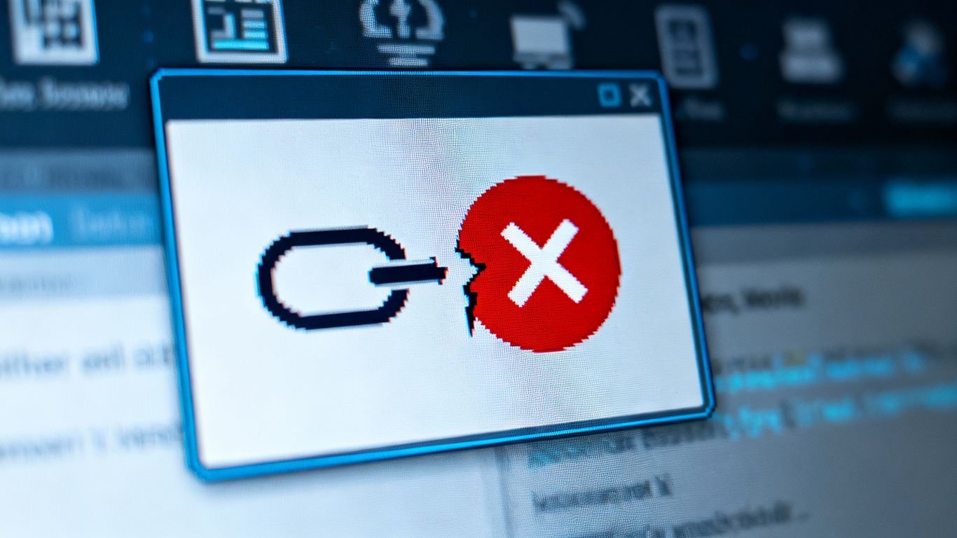 Icône de lien brisé sur un écran d'ordinateur.