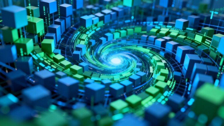 Graphique de part de marché CMS avec des blocs interconnectés.