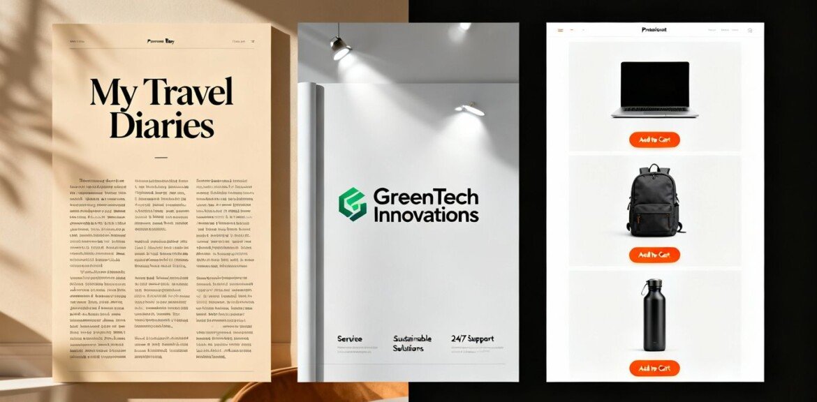 Comparaison visuelle de blog, vitrine et e-shop