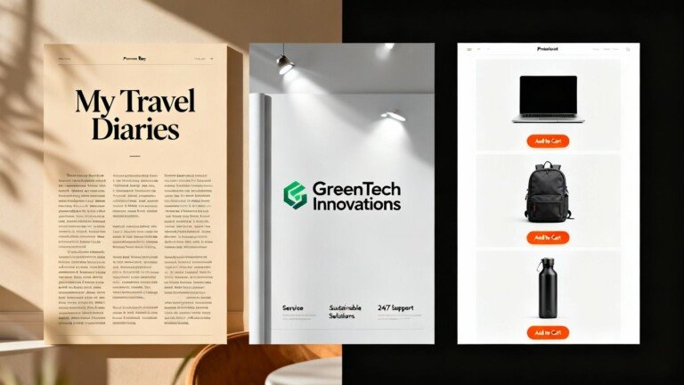 Comparaison visuelle de blog, vitrine et e-shop