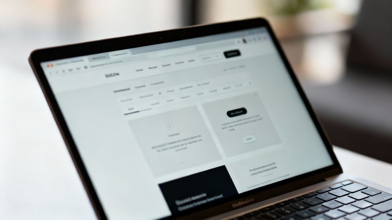 Interface de site web sur un écran d'ordinateur