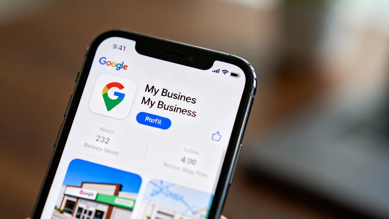 Profil Google My Business sur un écran de smartphone