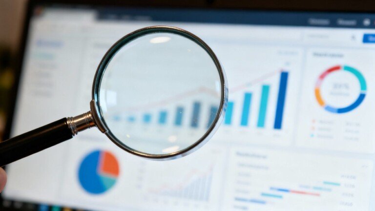 Analyse de site web avec loupe sur écran