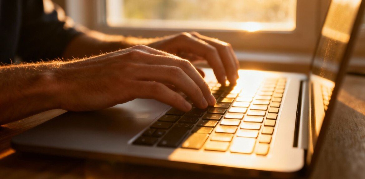 Personne tapant sur un clavier d'ordinateur portable