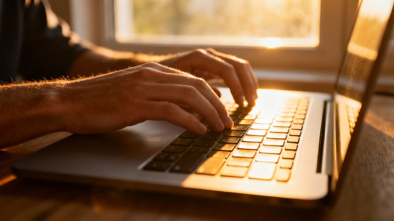 Personne tapant sur un clavier d'ordinateur portable