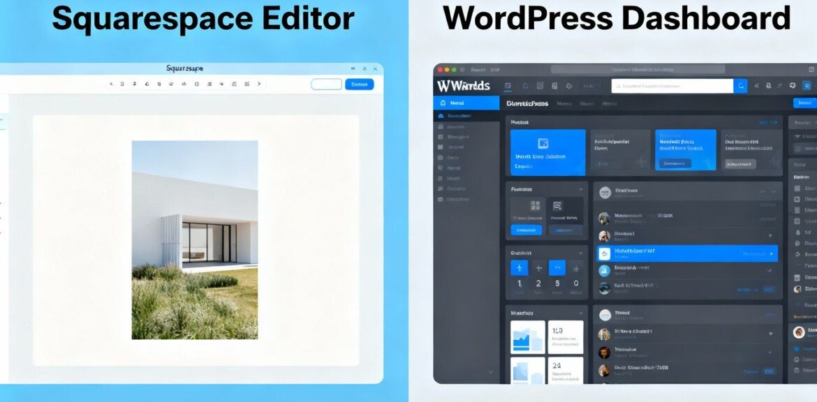 Comparaison visuelle de Squarespace et WordPress