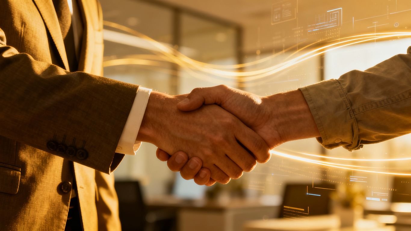 Poignée de main entre experts en SEO immobilier.