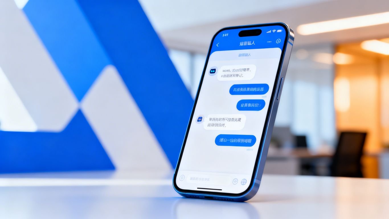 Interface de chatbot sur un écran de smartphone.