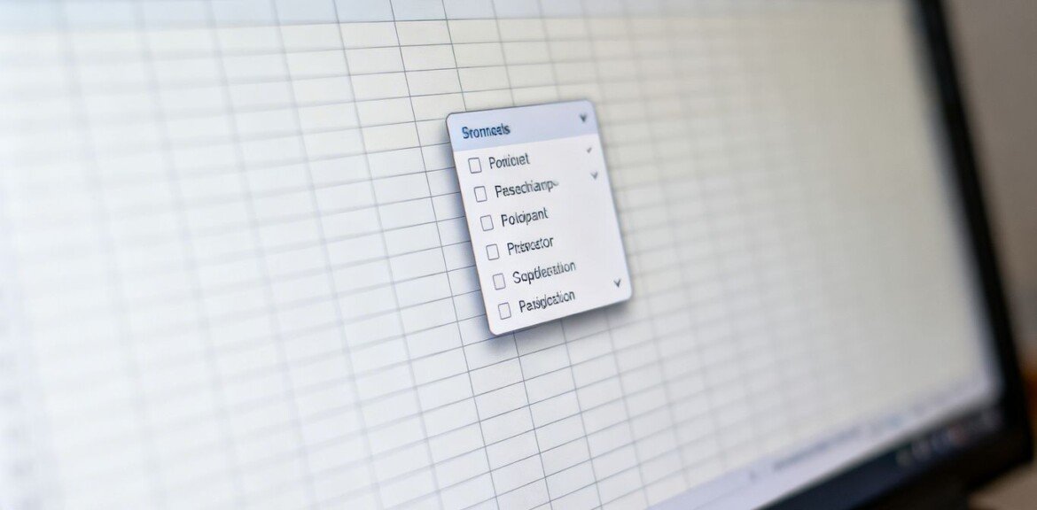 Menu déroulant dans une feuille de calcul Excel.
