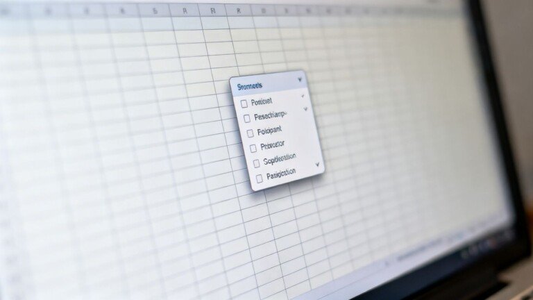 Menu déroulant dans une feuille de calcul Excel.