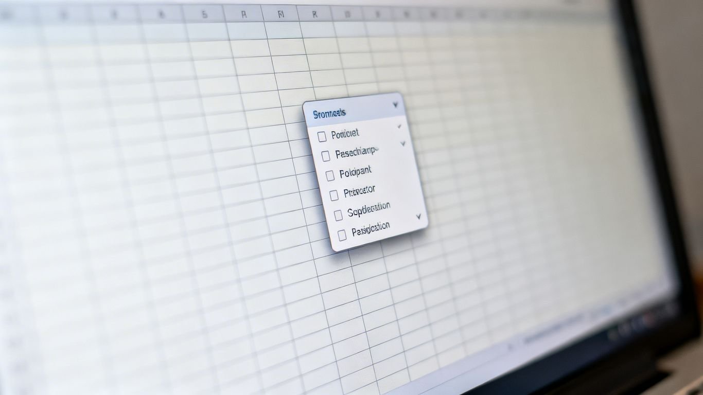 Menu déroulant dans une feuille de calcul Excel.