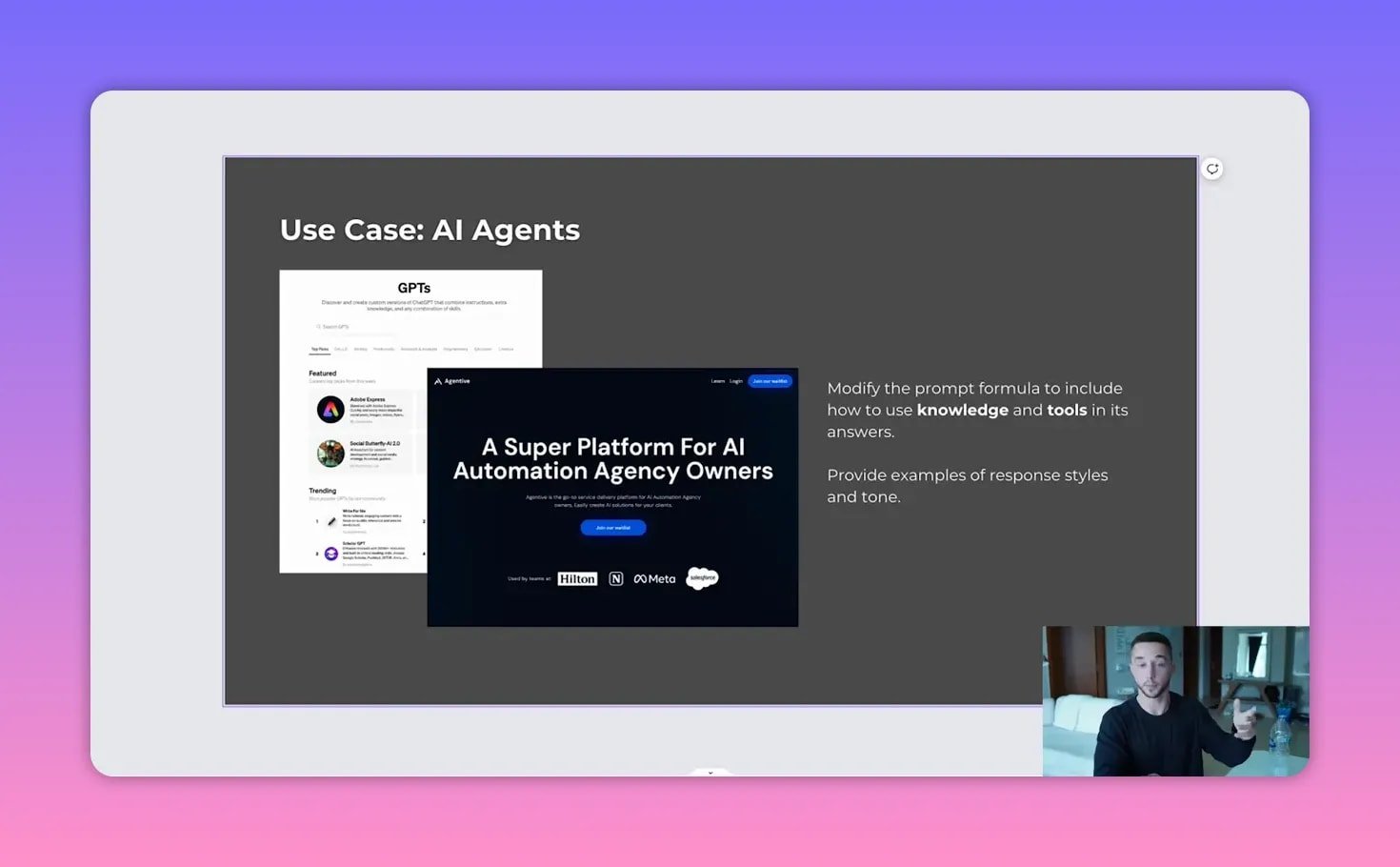 Capture d’écran: améliorer un prompt pour agents IA avec connaissance et tools