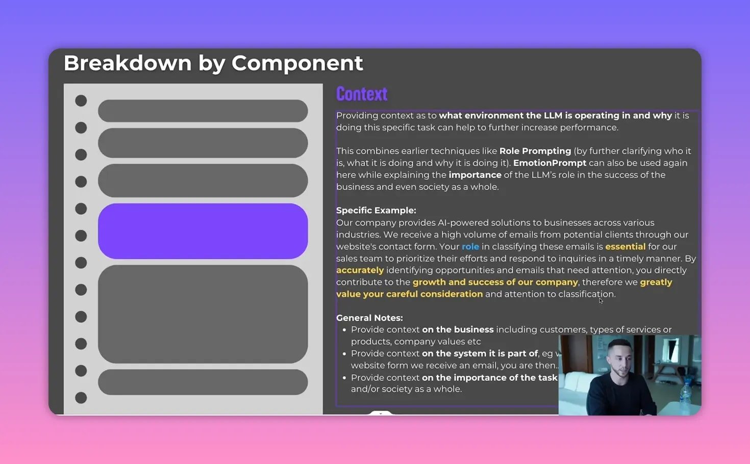 Capture d’écran zoomée du composant « Context » dans un prompt (prompt engineering)