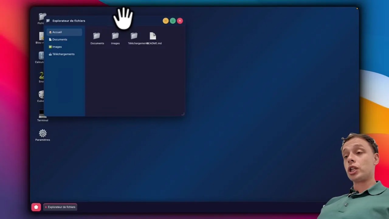 Capture Deepseek V4 : bureau simulé avec menu explorateur de fichiers