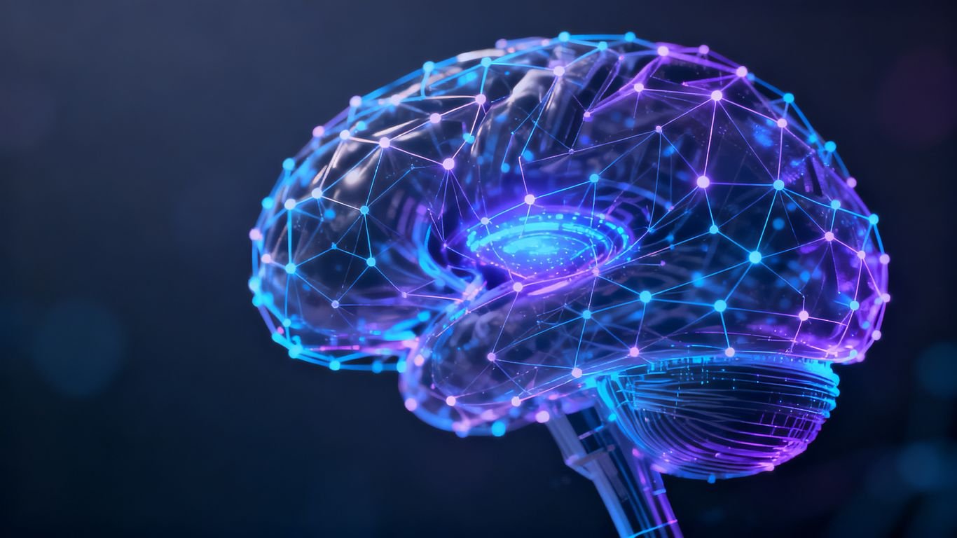 Cerveau numérique abstrait avec des nœuds interconnectés.