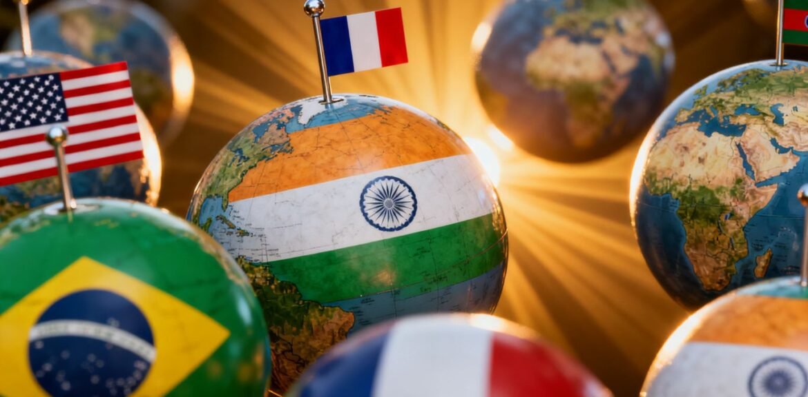 Structure de site web multilingue avec drapeaux et connexions