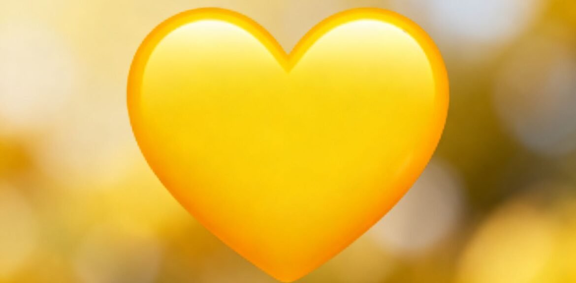 Emoji cœur jaune sur fond blanc