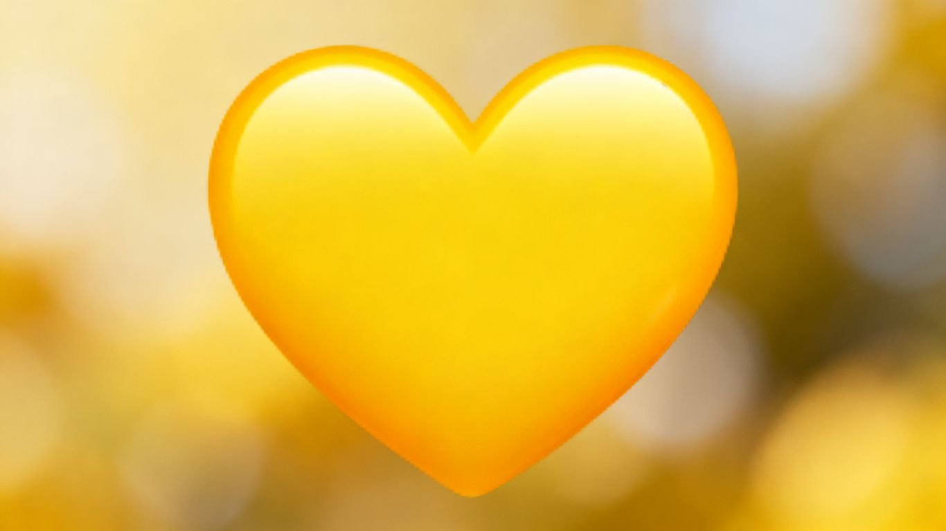 Emoji cœur jaune sur fond blanc