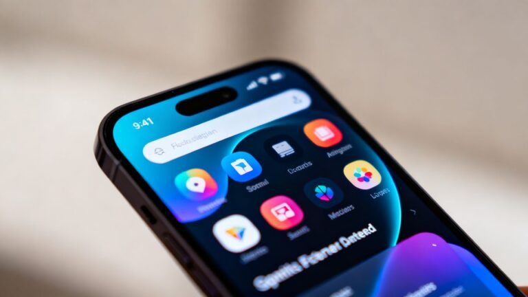 Écran de smartphone affichant une application web moderne.