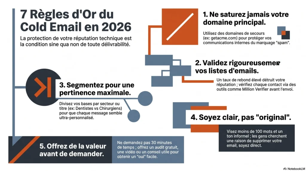 Cold email : les 8 erreurs qui bloquent vos rendez-vous et dégradent votre ROI 2
7 règles dor cold email