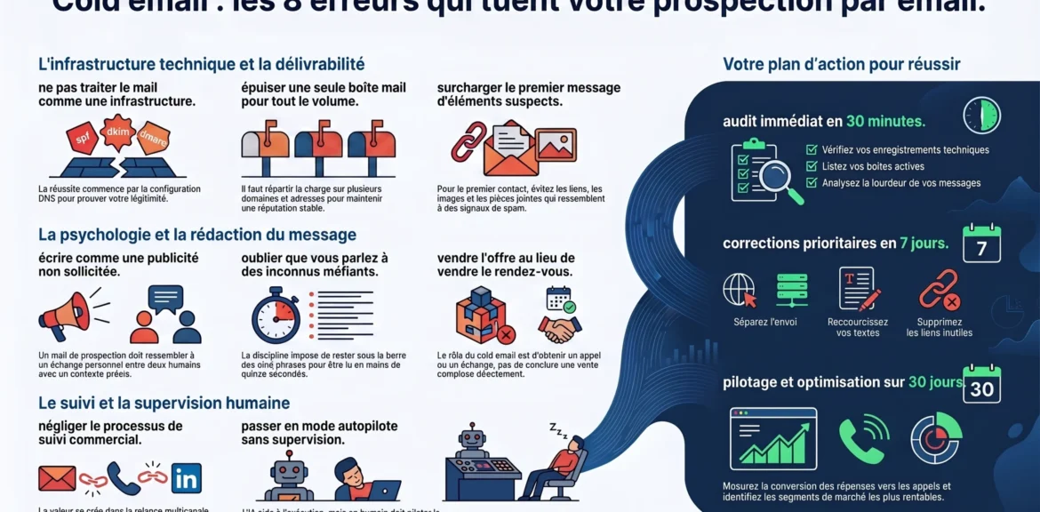 Cold email : les 8 erreurs qui bloquent vos rendez-vous et dégradent votre ROI 1 Cold email : les erreurs qui bloquent vos rendez-vous et dégradent votre ROI